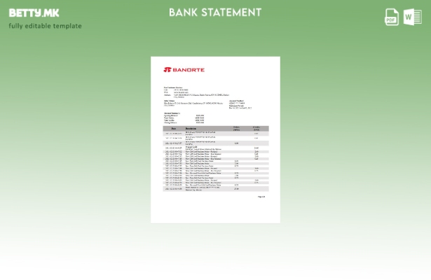 модерен стил Мексико Банорте банкарски шаблон ексел